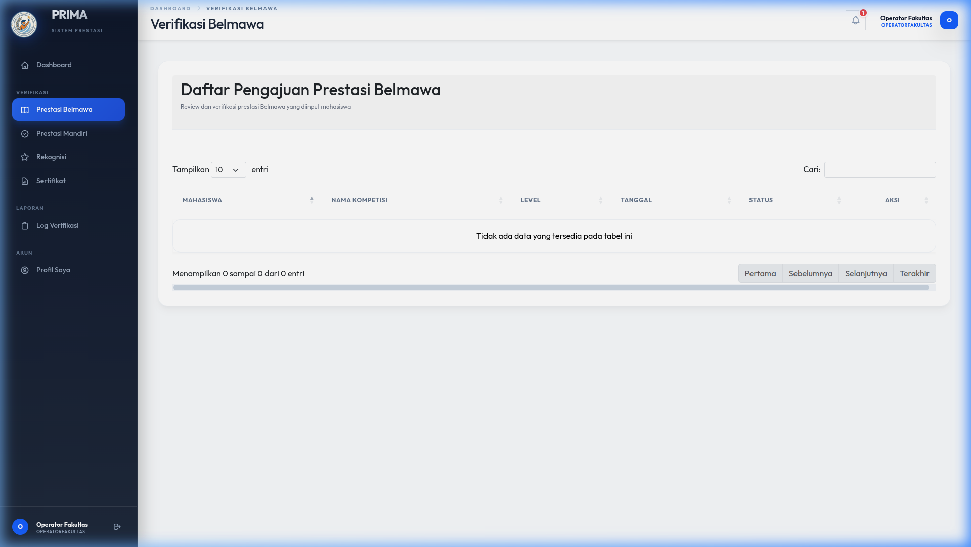 Verifikasi Belmawa - Operator